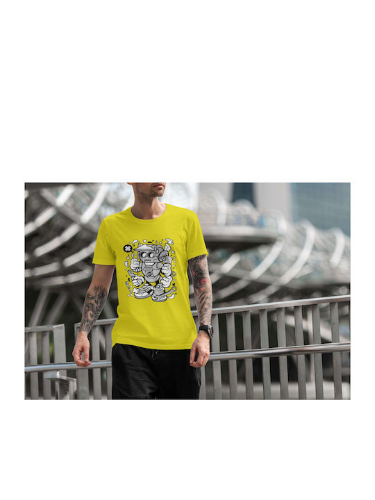 Robot With Tools T-shirt Κίτρινο Βαμβακερό