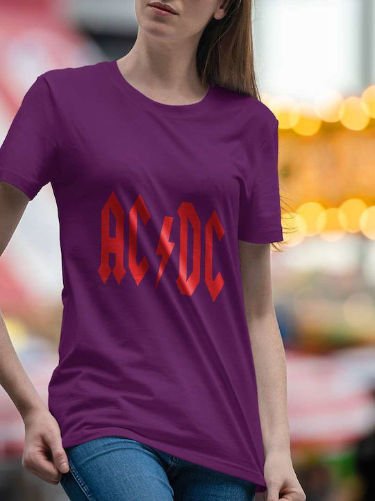 Ac/dc Logo T-shirt AC/DC Purple Cotton