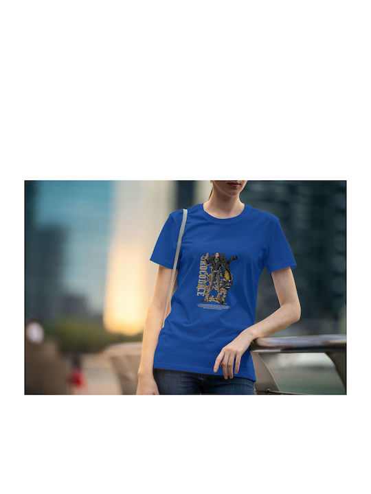 Crocodile Character Illustration T-shirt Blue Cotton