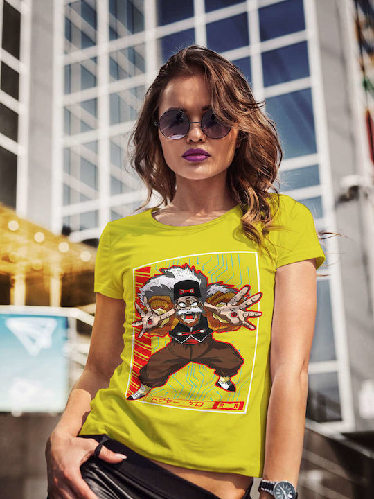 Character Illustration T-shirt Yellow Cotton