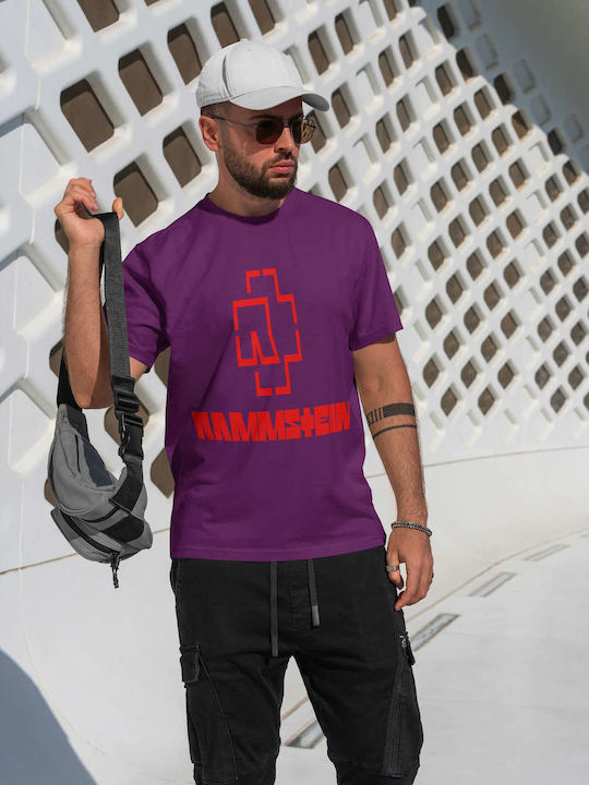 Rammstein Logo T-shirt Μωβ Βαμβακερό