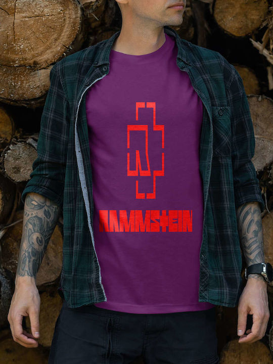 Rammstein Logo T-shirt Μωβ Βαμβακερό