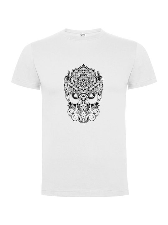 Divine Intricate Owl T-shirt White Cotton