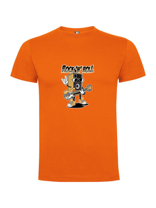 Rockstar Guitar Emperor T-shirt Orange Cotton