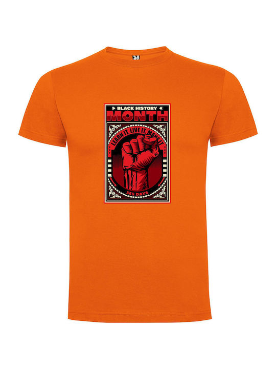 Revolutionary Art: Black History T-shirt Orange Cotton