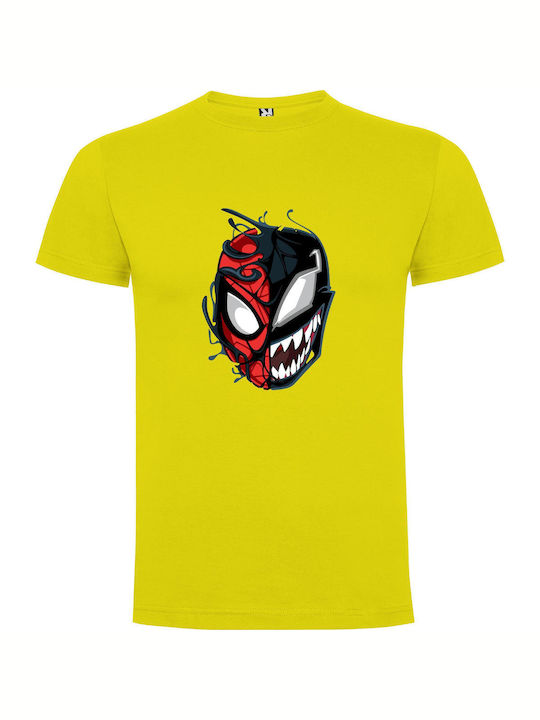 Splintered Shadows: Venomized Vigilantes T-shirt Yellow Cotton