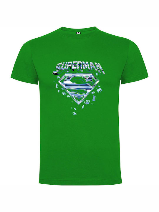 Glimmering Superman Emblem T-shirt Superman Grün Baumwolle