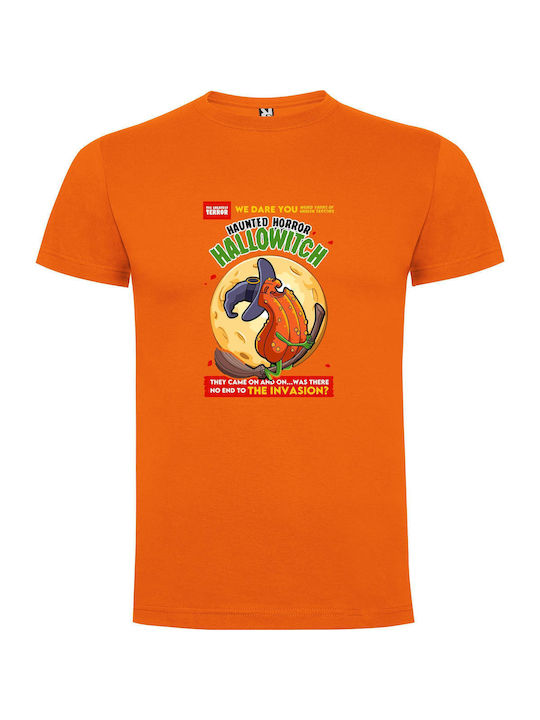 Cartoon Terror T-shirt Orange Cotton