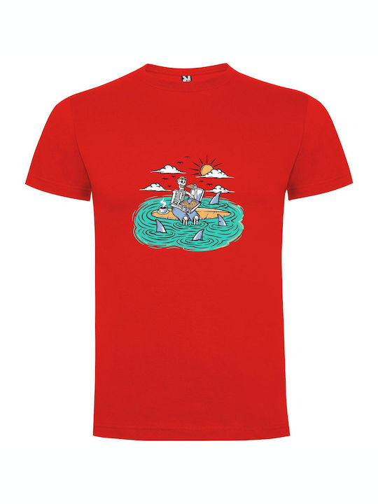 Whimsical Ocean Oddities T-shirt Red Cotton