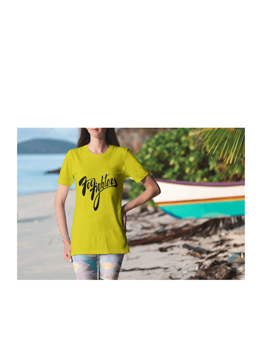 Superhero Silhouette Image T-shirt Yellow Cotton