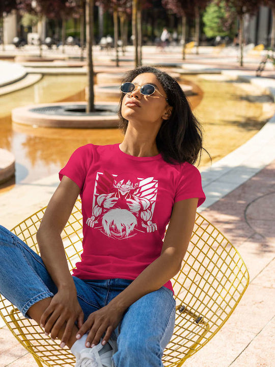 Titan T-shirt Attack on Titan Fuchsia Cotton