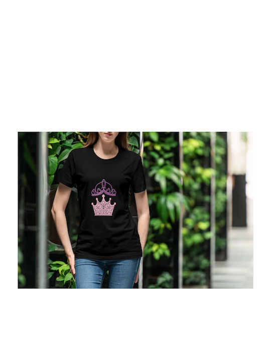 Decorative Crowns T-shirt Black Cotton