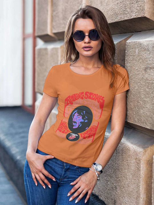 Poster T-shirt Rolling Stones Πορτοκαλί Βαμβακερό