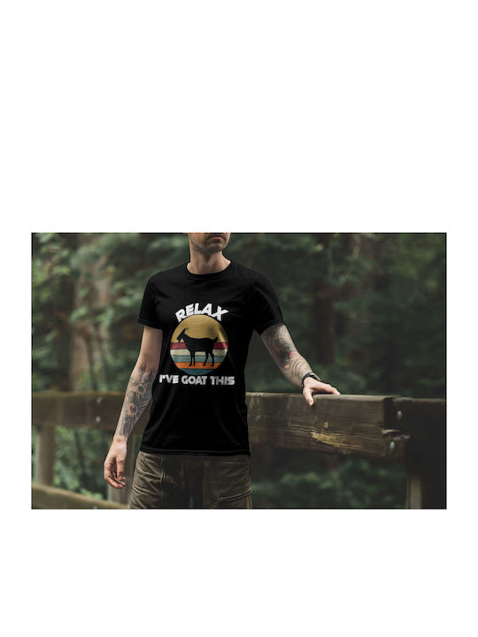 Retro Goat Silhouette T-shirt Black Cotton