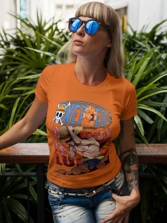 T-shirt One Piece Πορτοκαλί Βαμβακερό