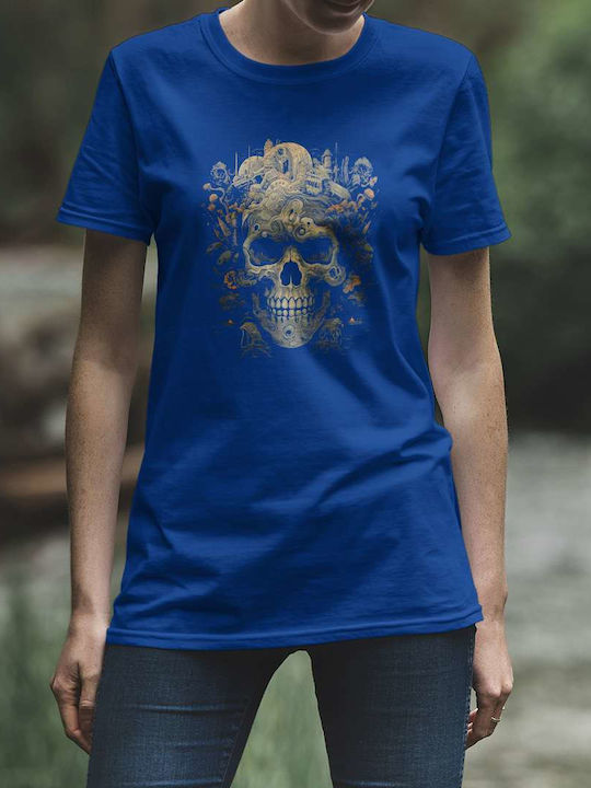 Skull City T-shirt Blue Cotton