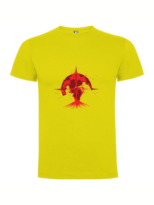 Explosive Retro Combat T-shirt Yellow Cotton