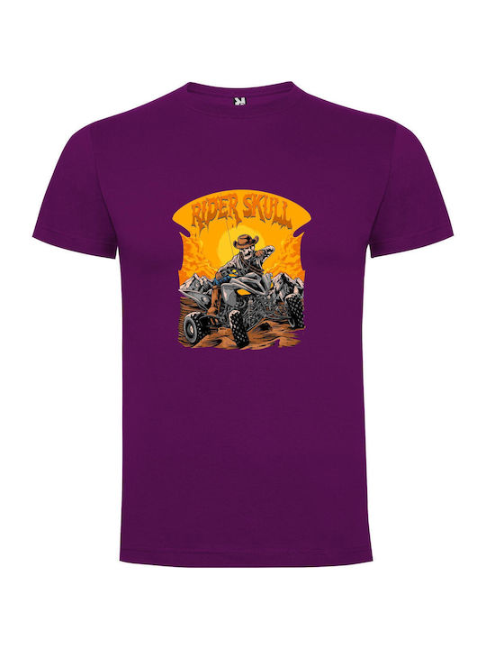 Skull Rider Fantasy T-shirt Purple Cotton