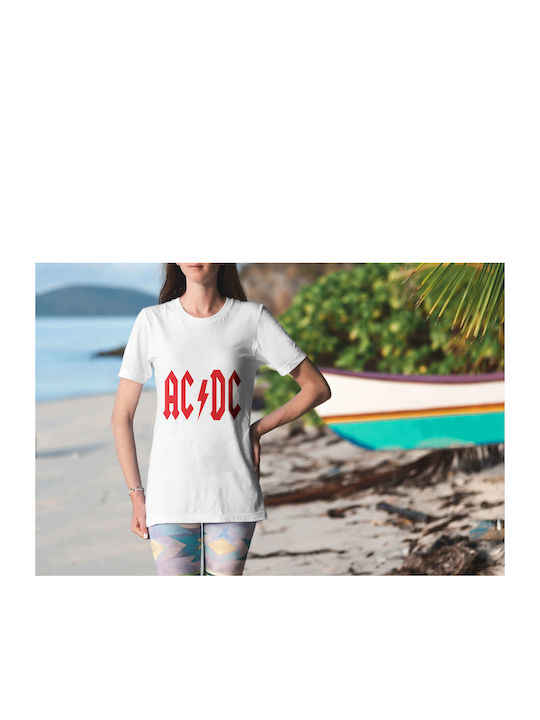 Ac/dc Logo Tricou AC/DC Alb Bumbac