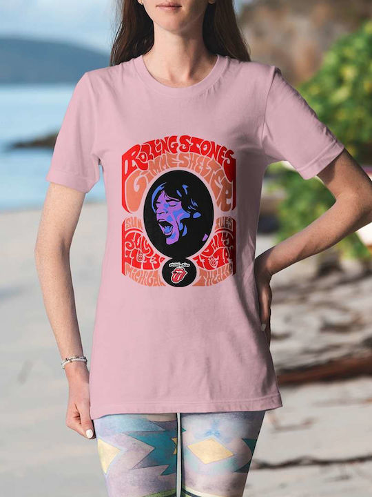 Poster T-shirt Rolling Stones Ροζ Βαμβακερό