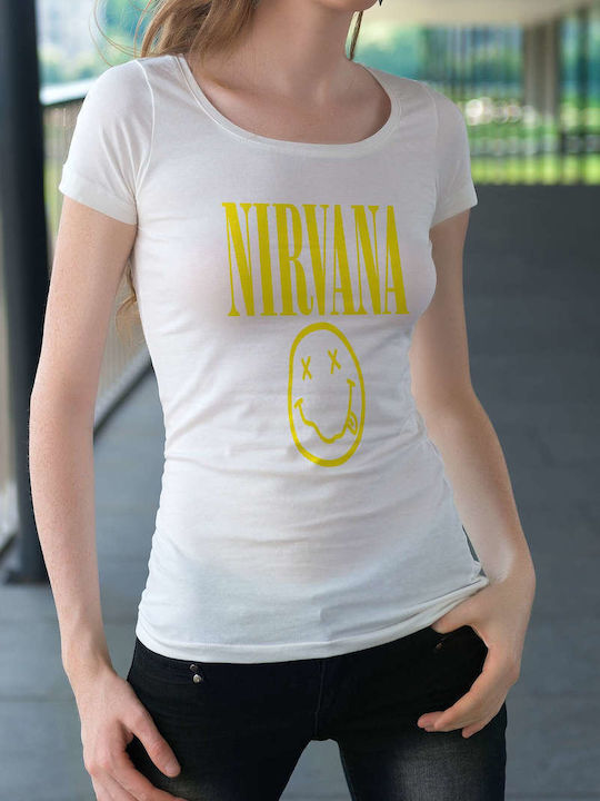 Small Tricou Nirvana Alb Bumbac