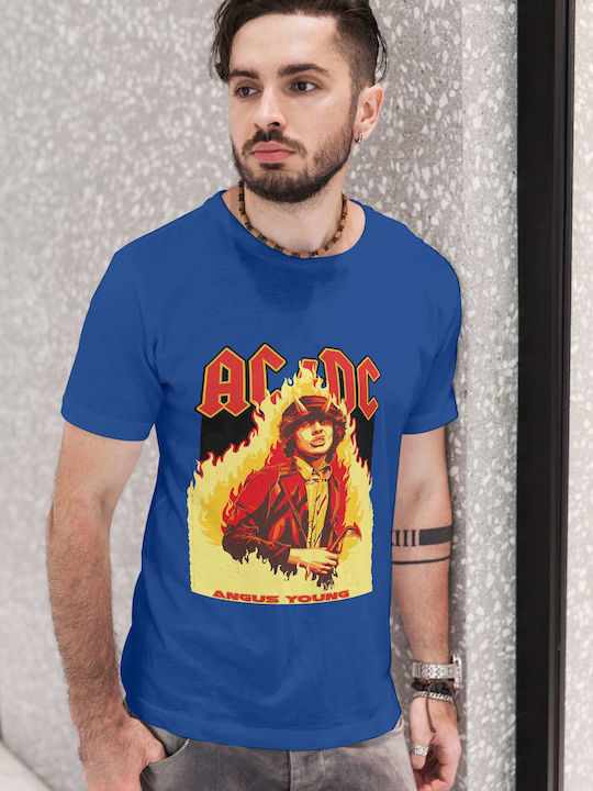 Ac/dc Angus Young Poster T-shirt AC/DC Blau Baumwolle