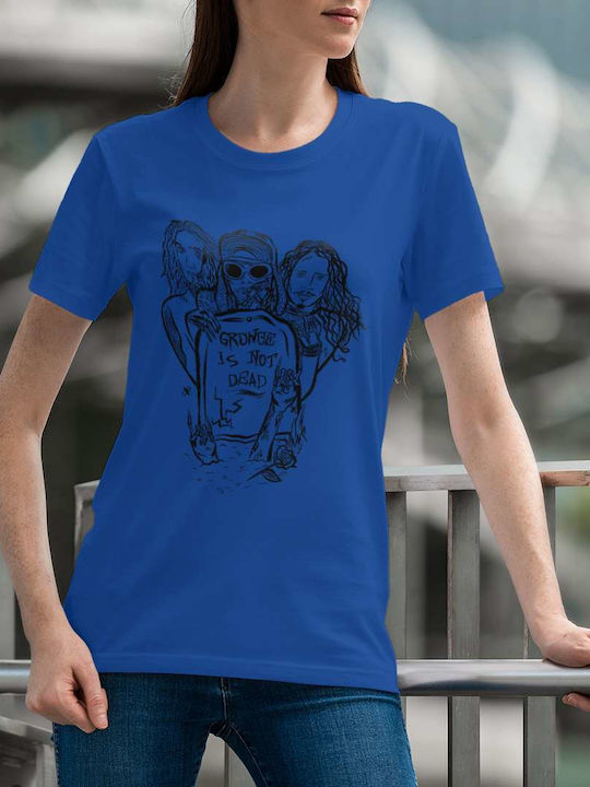 Skull With Label Design T-shirt Blau Baumwolle