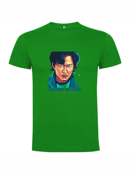 Elegant Jacket Portraits T-shirt Green Cotton