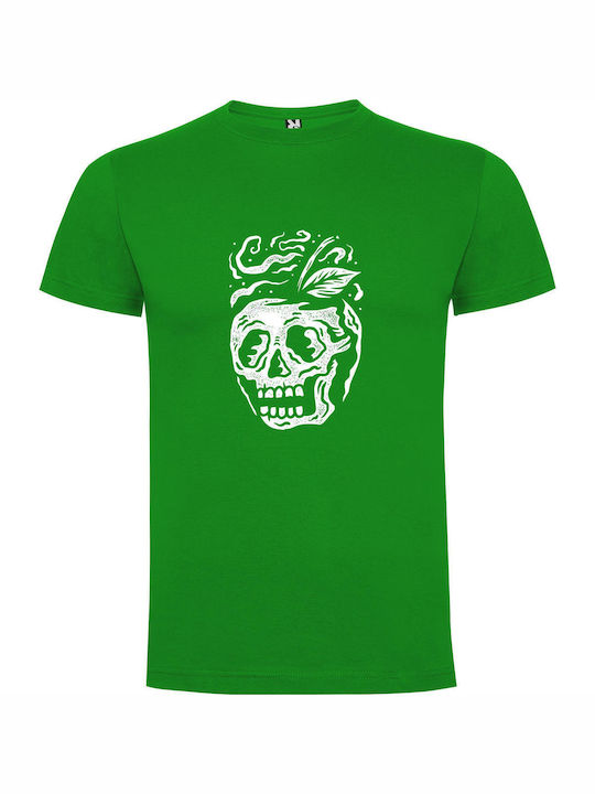 Floral Skull Fantasia T-shirt Green Cotton