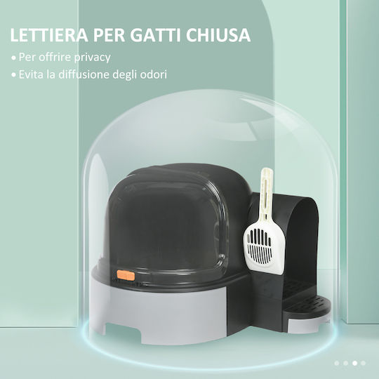 Pawhut Τουαλέτα Γάτας Κλειστή Γκρι Μ52 x Π60 x Υ42cm
