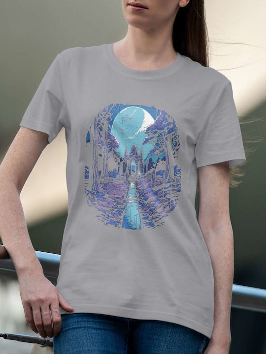 Mysterious Night At The Forgotten Cemetery T-shirt Gray Cotton