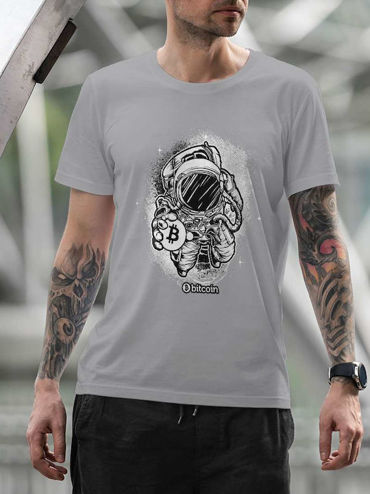 Astronaut With Bitcoin T-shirt Gray Cotton