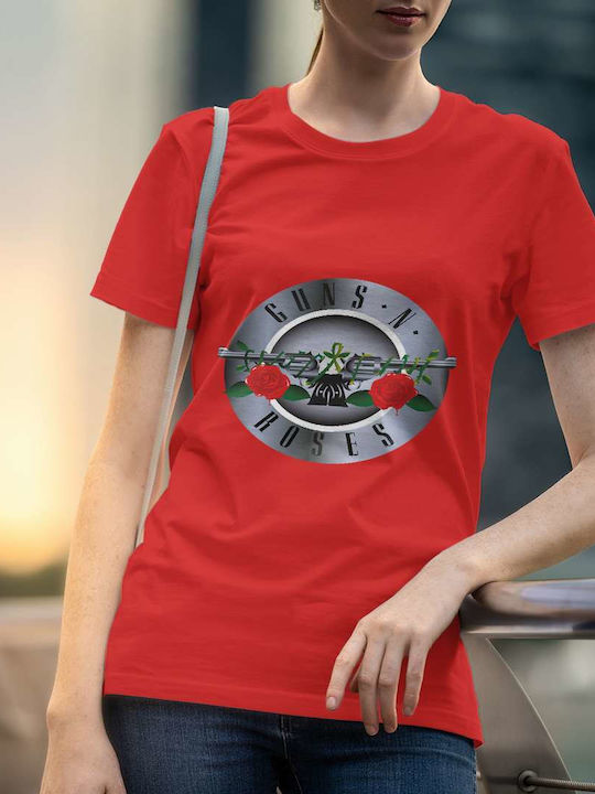 T-shirt Guns N' Roses Κόκκινο Βαμβακερό