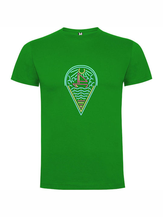 Neon Pirate Cone Masterpiece T-shirt Green Cotton