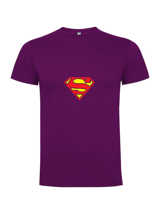 Superman Chic Mobile Wallpaper T-shirt Superman Μωβ Βαμβακερό