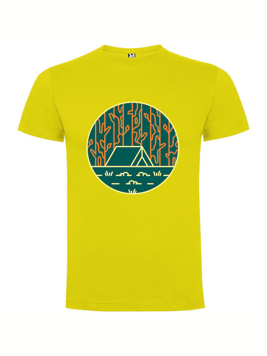 House Camp: Linear Outdoors T-shirt Yellow Cotton