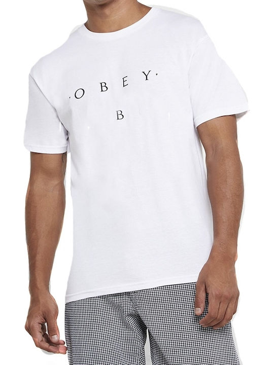 Obey T-shirt Bărbătesc cu Mânecă Scurtă Alb 163081578-WHT