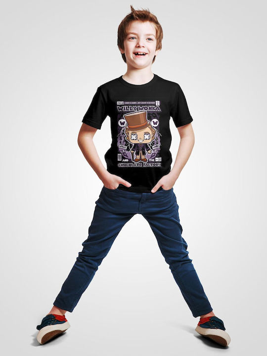 Pop Culture Kids T-shirt Black Willy Wonka And The Chocolate Factory