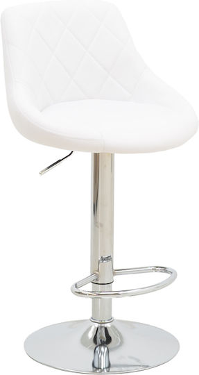 Stool Bar Boronez with Back & Adjustable Height White 47x49x112cm