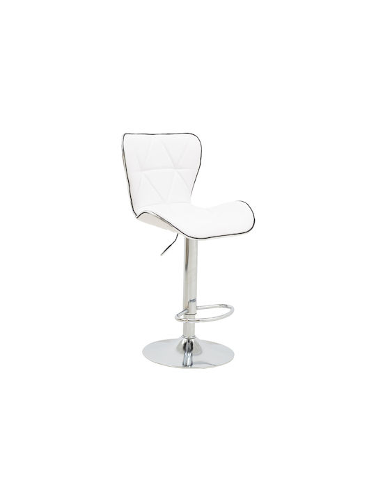 Stool Bar Jorine with Back & Adjustable Height White 53x44x114cm