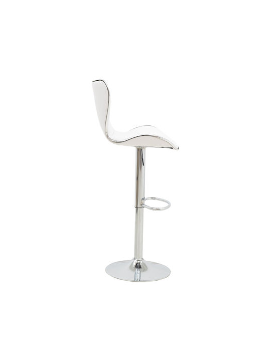 Stool Bar Jorine with Back & Adjustable Height White 53x44x114cm