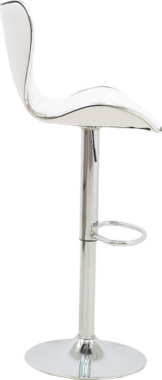 Stool Bar Jorine with Back & Adjustable Height White 53x44x114cm
