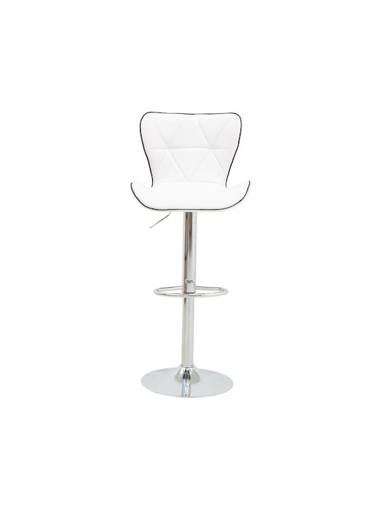 Stool Bar Jorine with Back & Adjustable Height White 53x44x114cm