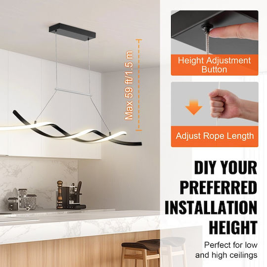 Vevor Adjustable Pendant Light White 150cm