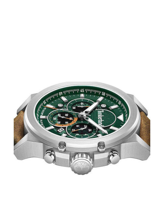Timberland Men's Watch 46mm Chronograph Battery with Brown Leather Strap