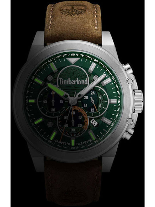 Timberland Men's Watch 46mm Chronograph Battery with Brown Leather Strap