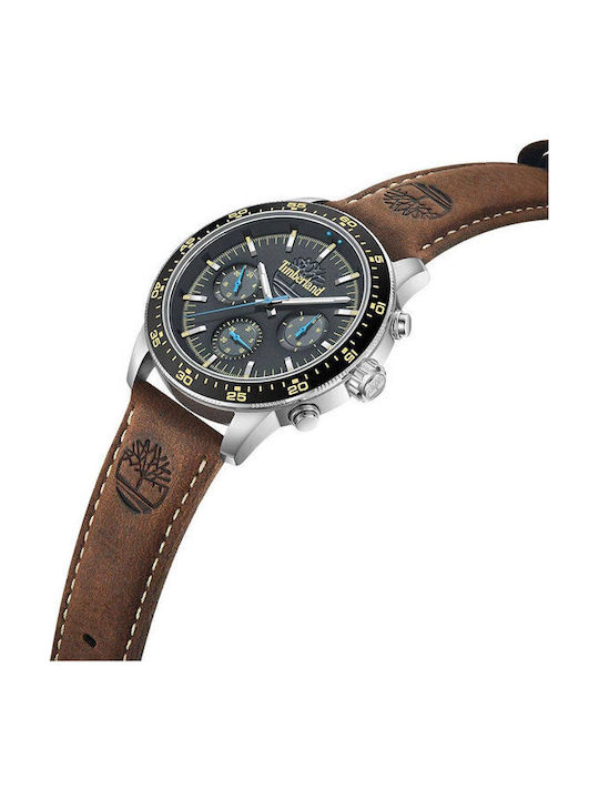 Timberland Ανδρικό Ρολόι 44mm Μπαταρίας με Καφέ Δερμάτινο Λουράκι