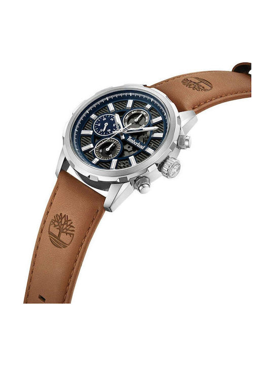 Timberland Bernardston Men's Watch 46mm Chronograph Battery with Brown Leather Strap