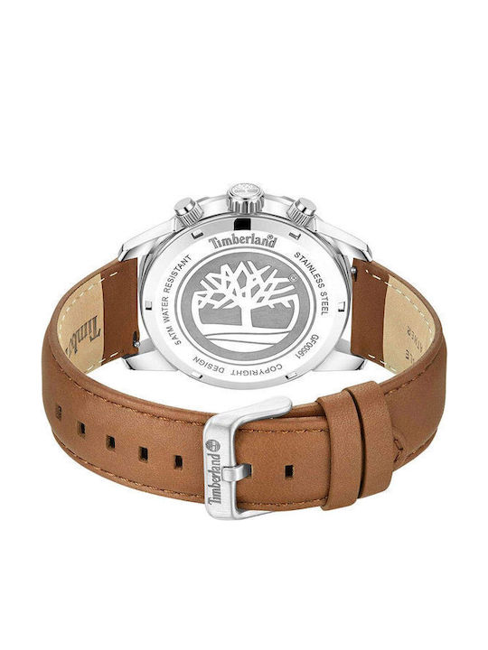 Timberland Bernardston Men's Watch 46mm Chronograph Battery with Brown Leather Strap