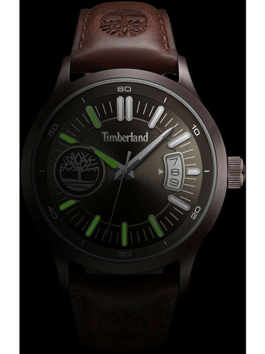 Timberland Trumbull Ανδρικό Ρολόι 45mm Μπαταρίας με Καφέ Δερμάτινο Λουράκι